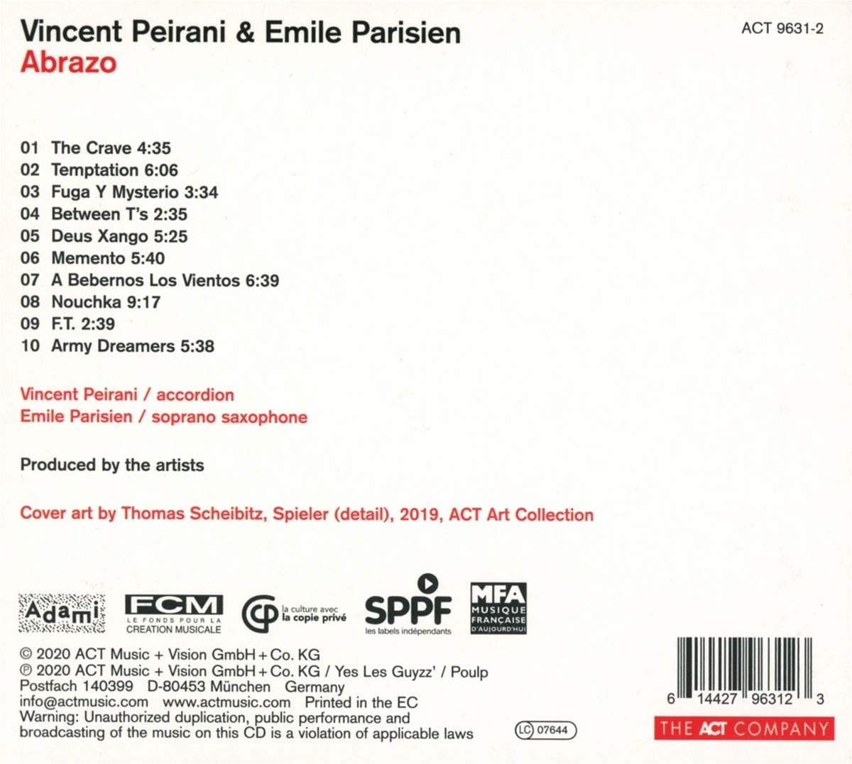 Vincent Peirani Abrazo - CD